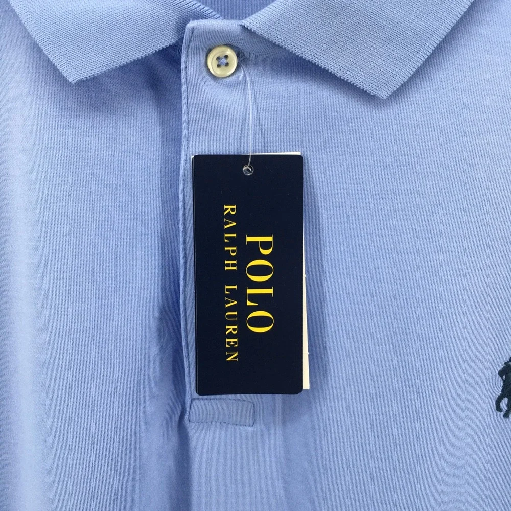 Polo Ralph Lauren Polo Shirt Men XXL Blue Custom Slim Fit Short Sleeve Cotton
